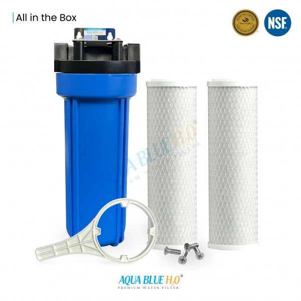 10" Big Blue Housing W/Press Relief Button 5 Micron Carbon Block Filter
