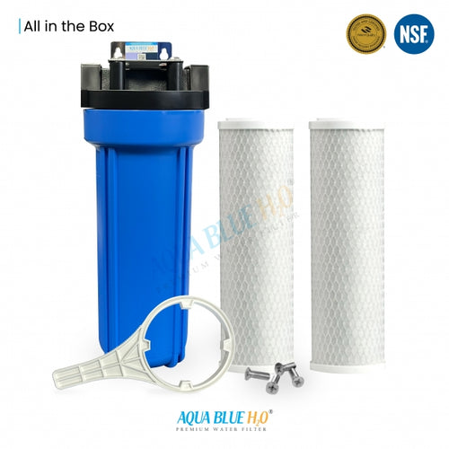 10" Big Blue Housing W/Press Relief Button 5 Micron Carbon Block Filter