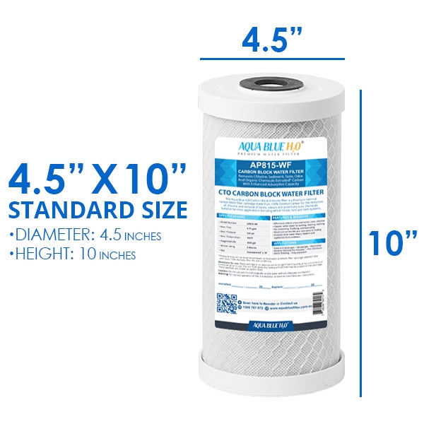10x4.5" Big Blue Single High Flow Housing System, 5 Mic CTO Carbon Filter"