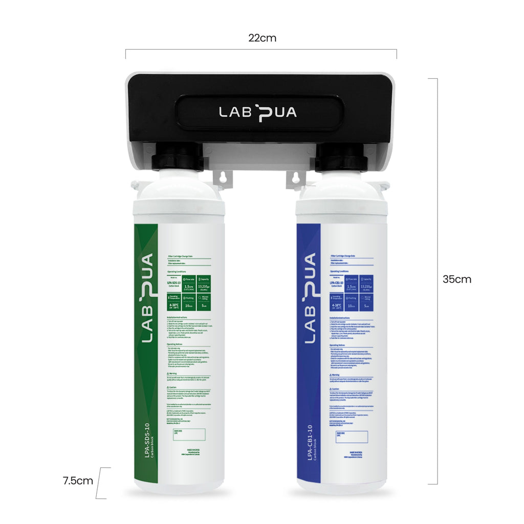 Lab Pua Twin Header Series Sediment with 1Micron Full Carbon Block with Sediment