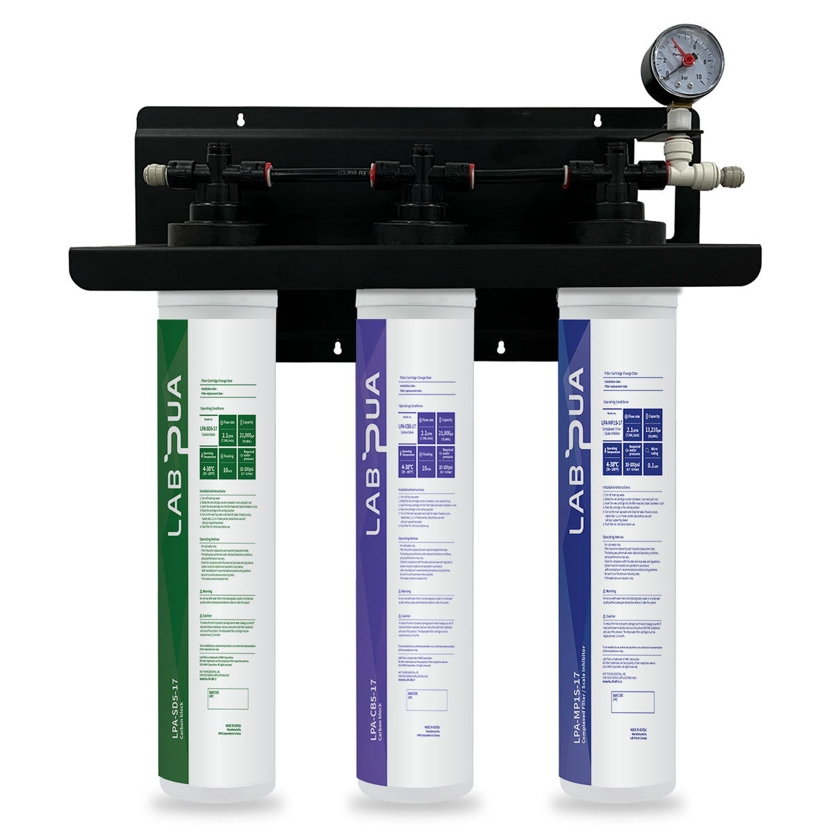 Lab Pua Triple Header Series Sediment With Full Carbon Block with Membrane/ Sediment&Gac/ Carbon Block & Polyphosphate