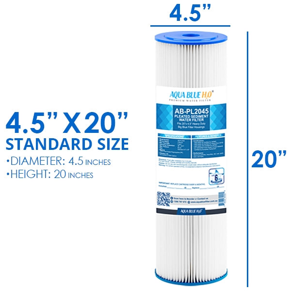 20 x 4.5″ Whole House Pleated Sediment 20 Micron Water Filter Replacement filter for RainTank or Wholehouse ABPL2045-20M