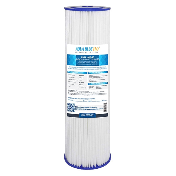 10" Pleated Sediment Cartridge 1 Micron Water Filter ABPL1025 1M