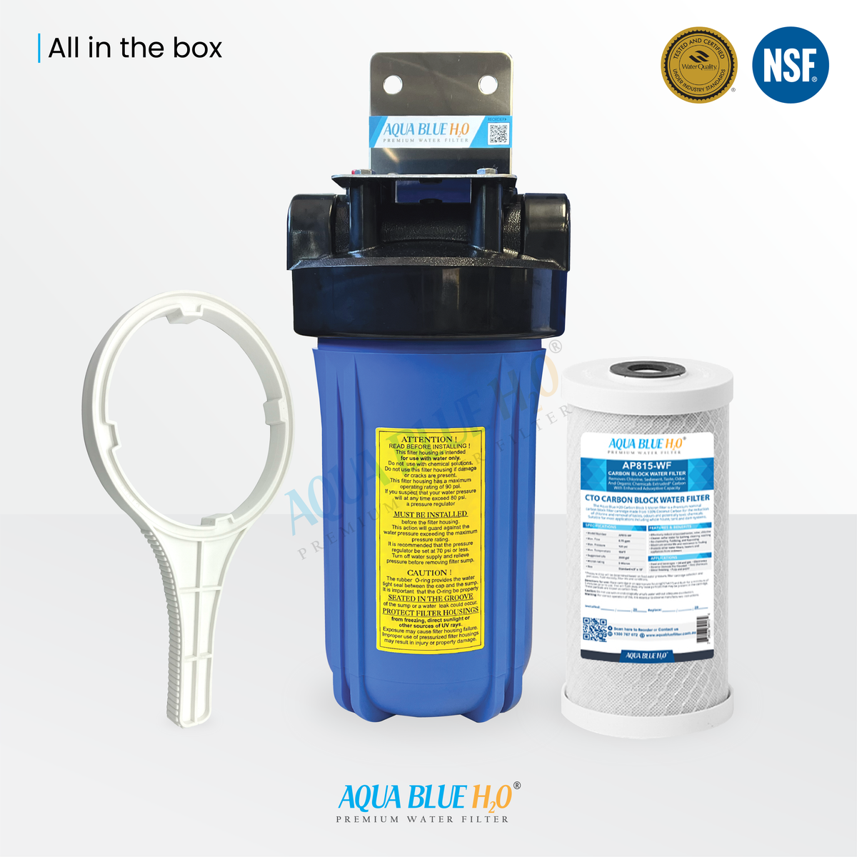 10x4.5" Big Blue Single High Flow Housing System, 5 Mic CTO Carbon Filter"