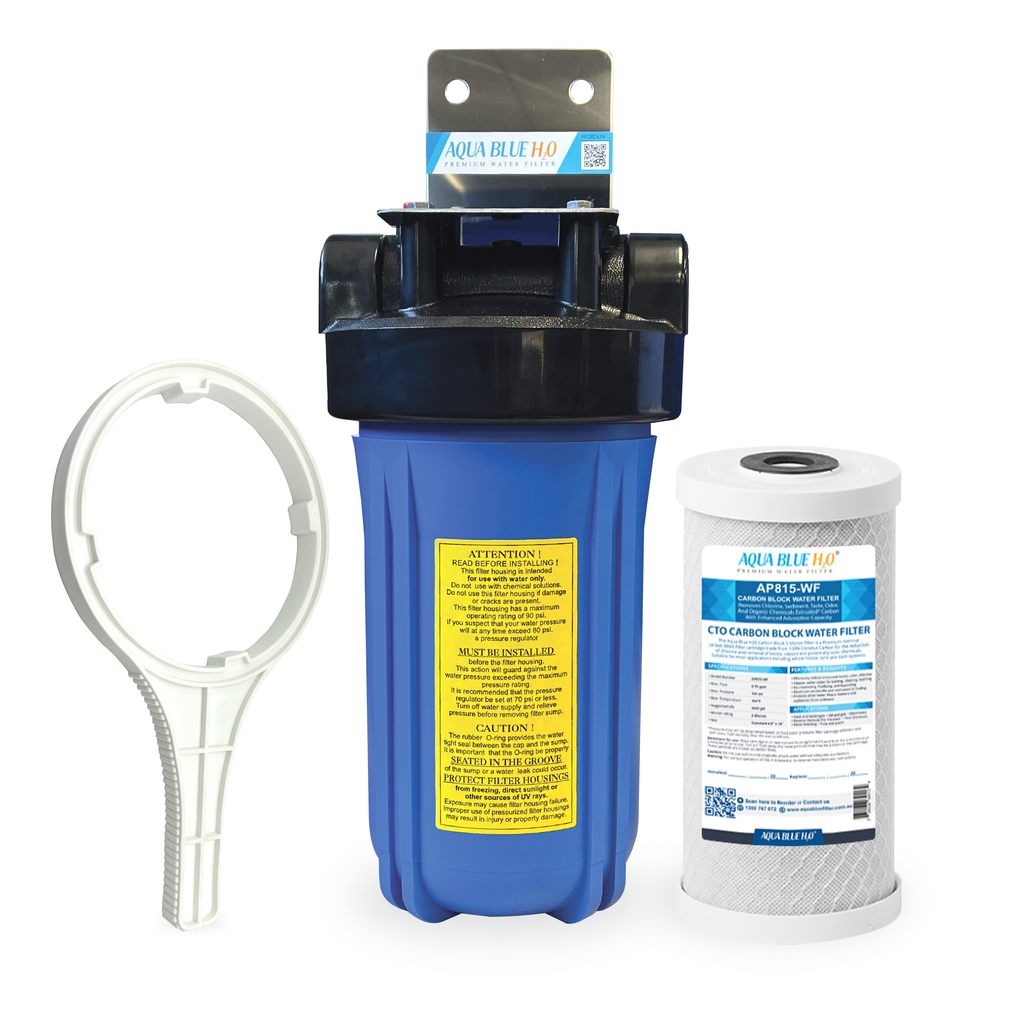 10x4.5" Big Blue Single High Flow Housing System, 5 Mic CTO Carbon Filter"
