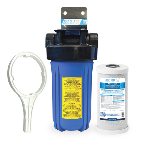 10x4.5" Big Blue Single High Flow Housing System, 5 Mic CTO Carbon Filter"