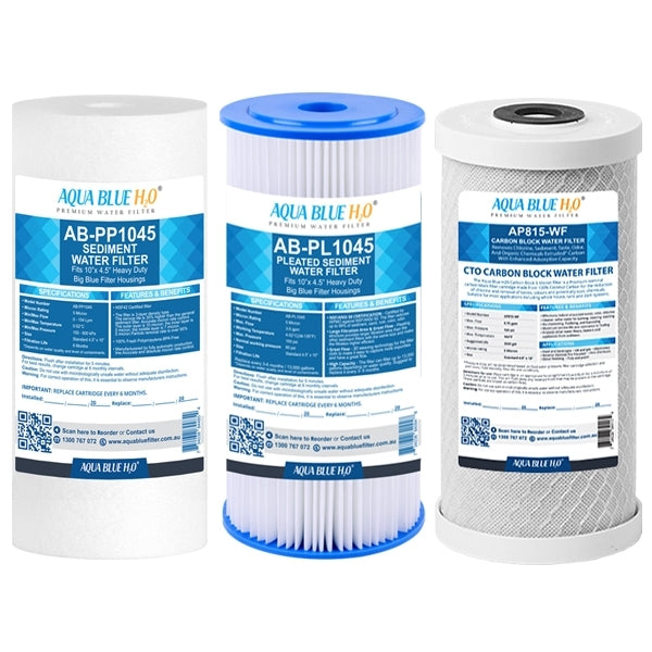 10" x 4.5" Big Blue Triple Whole House Water System with UV Guard UVG SLT30 System3 stage 10"x 4.5 Big Blue + PLT6 SLT30