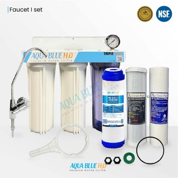 3 Stage Undersink Water Kit Removes Chlorine, Absorbs Harmful Organic Chemicals Sand, Silt, Dirt, And Rust From Feed Water