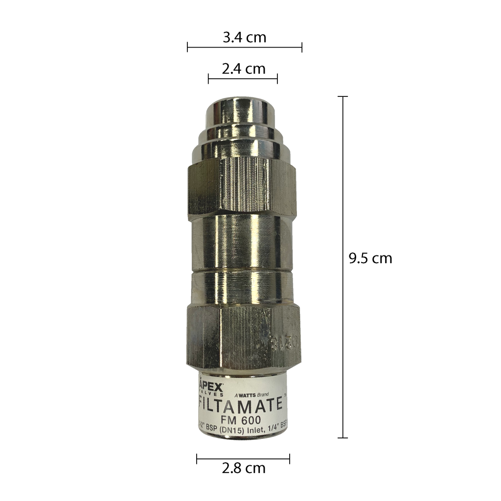 FM600, 600kPa 1/2" inlet - 1/4” outlet Genuine APEX Filtamate Pressure Limiting Valve