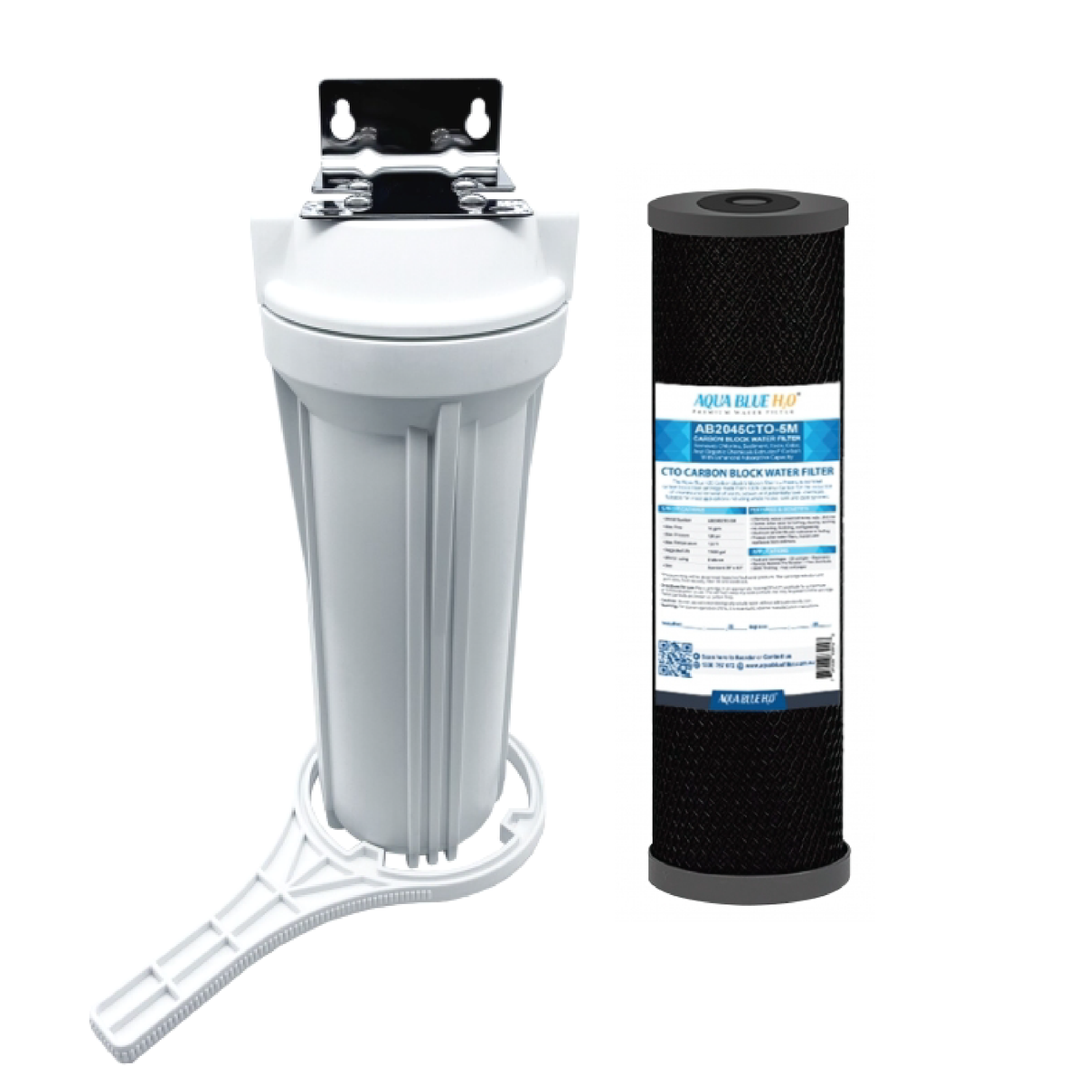 S/S BRACKET SINGLE UNDERSINK SYSTEM WHITE 1025 1/4” CONNECT WITH CTO FILTER