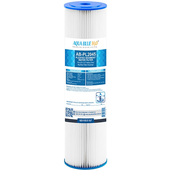 20 x 4.5" Whole House Big Blue Pleated Sediment 1mic Water Filter Replacement filter for Wholehouse ABPL 2045 1M