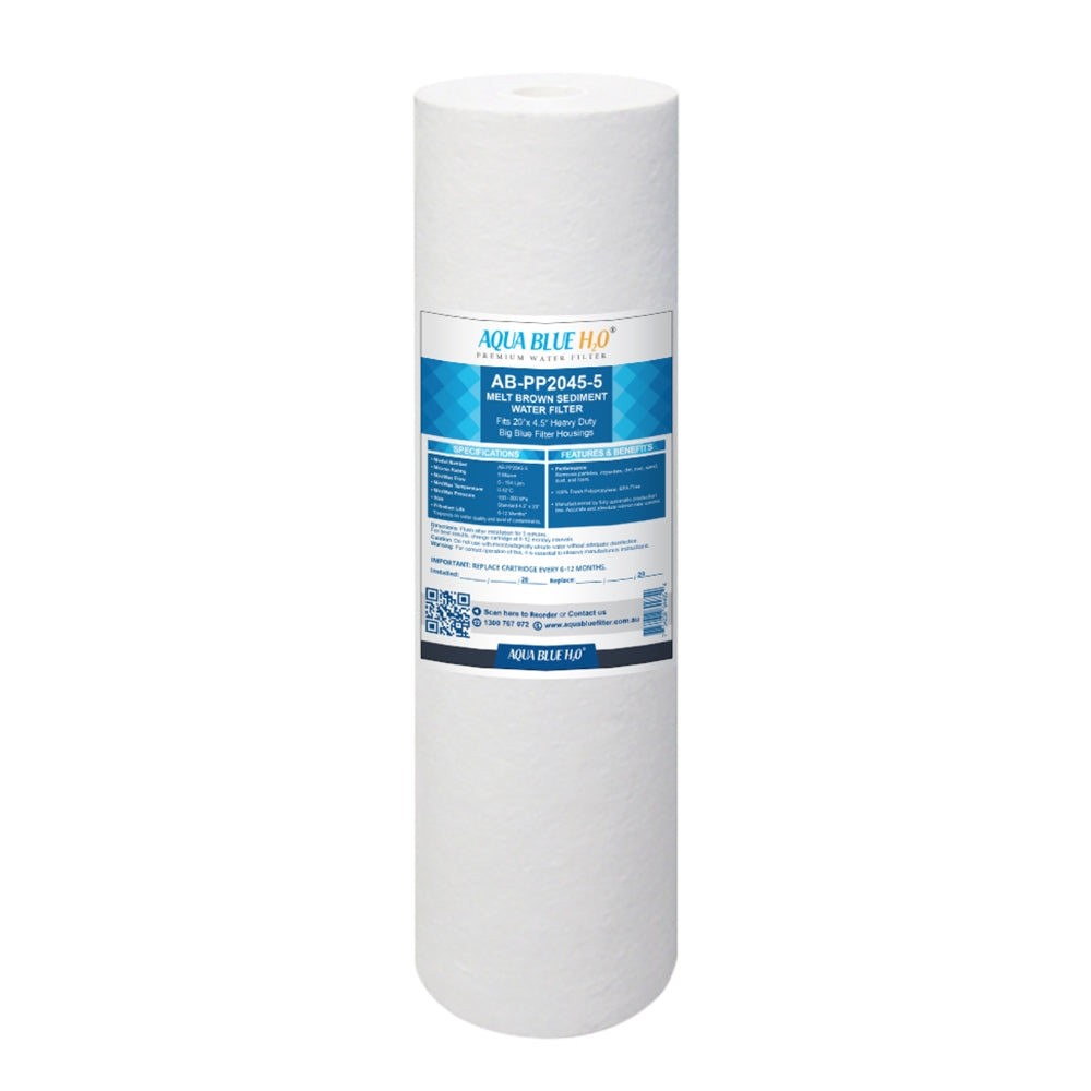 Aqua Blue H2O 20 x 4.5" Big Blue PP Sediment Filter Cartridge ABPP 2045 1M