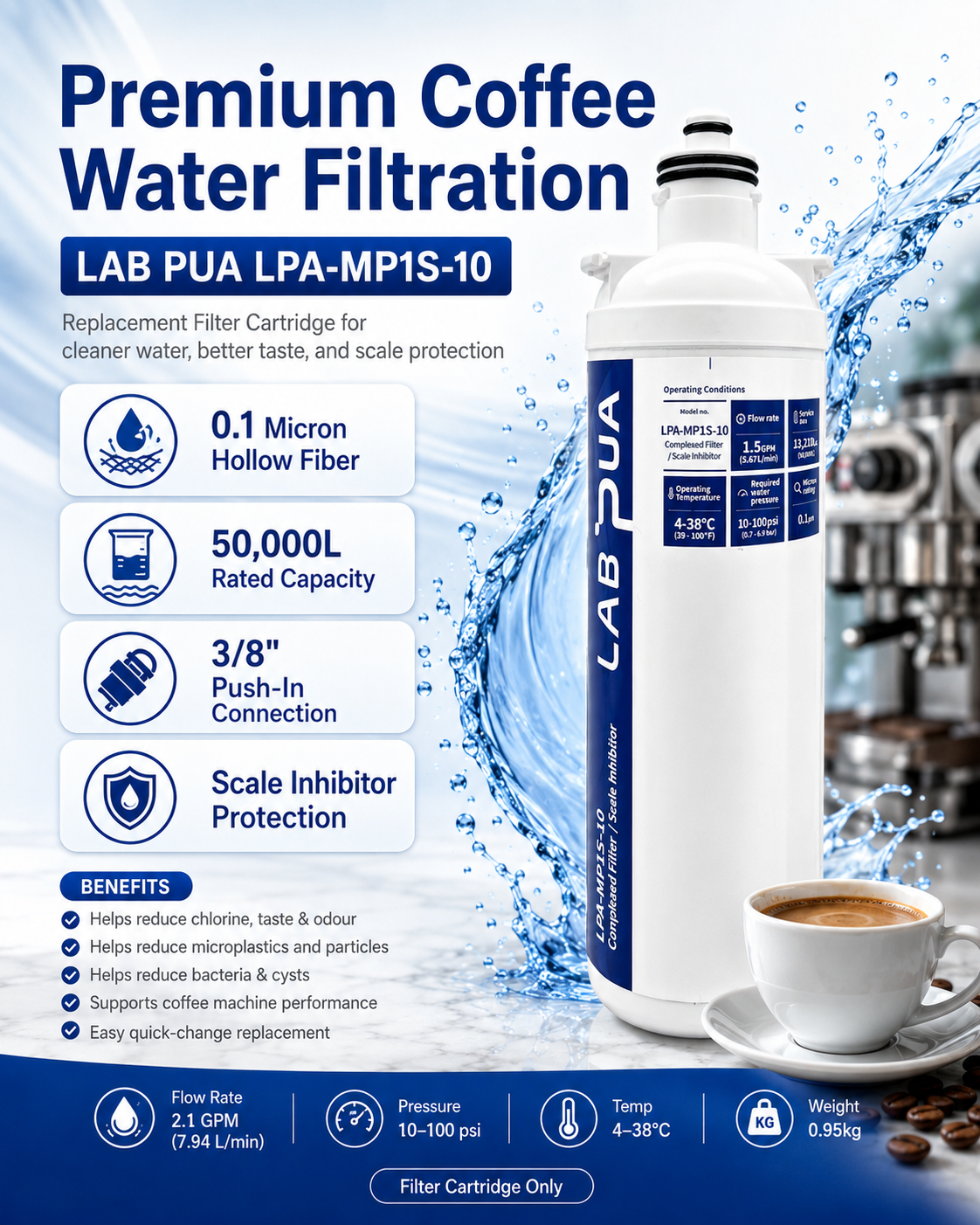 LABPUA LPA-MP1S-10 10 INCH 0.1 MICRON FILTER CARTRIDGE