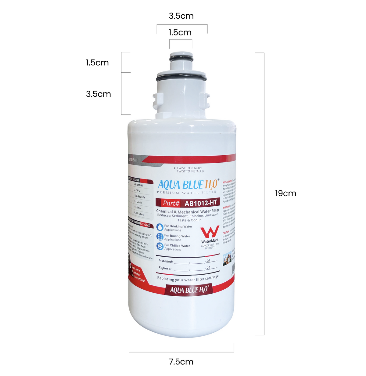 ZIP Generic 93701 Replacement Water Filter Cartridge by Aqua Blue H2O Premium filter AB1012