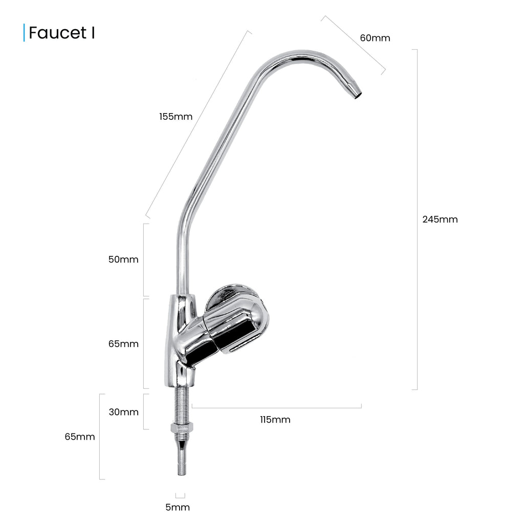 Fin Long Reach Water Filter Ceramic Disc Faucet Tap - 1/4 quick hose connect"