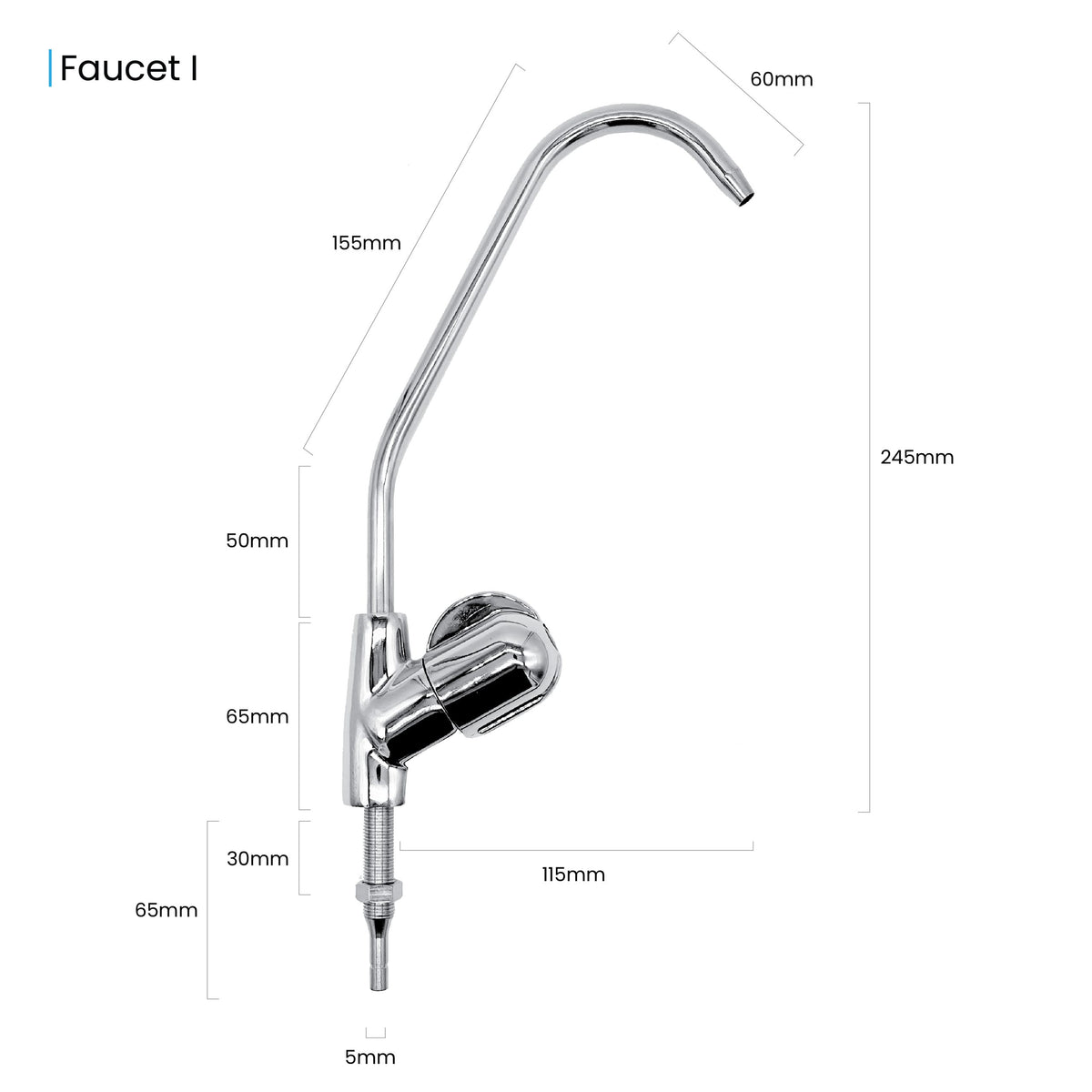 Fin Long Reach Water Filter Ceramic Disc Faucet Tap - 1/4 quick hose connect"