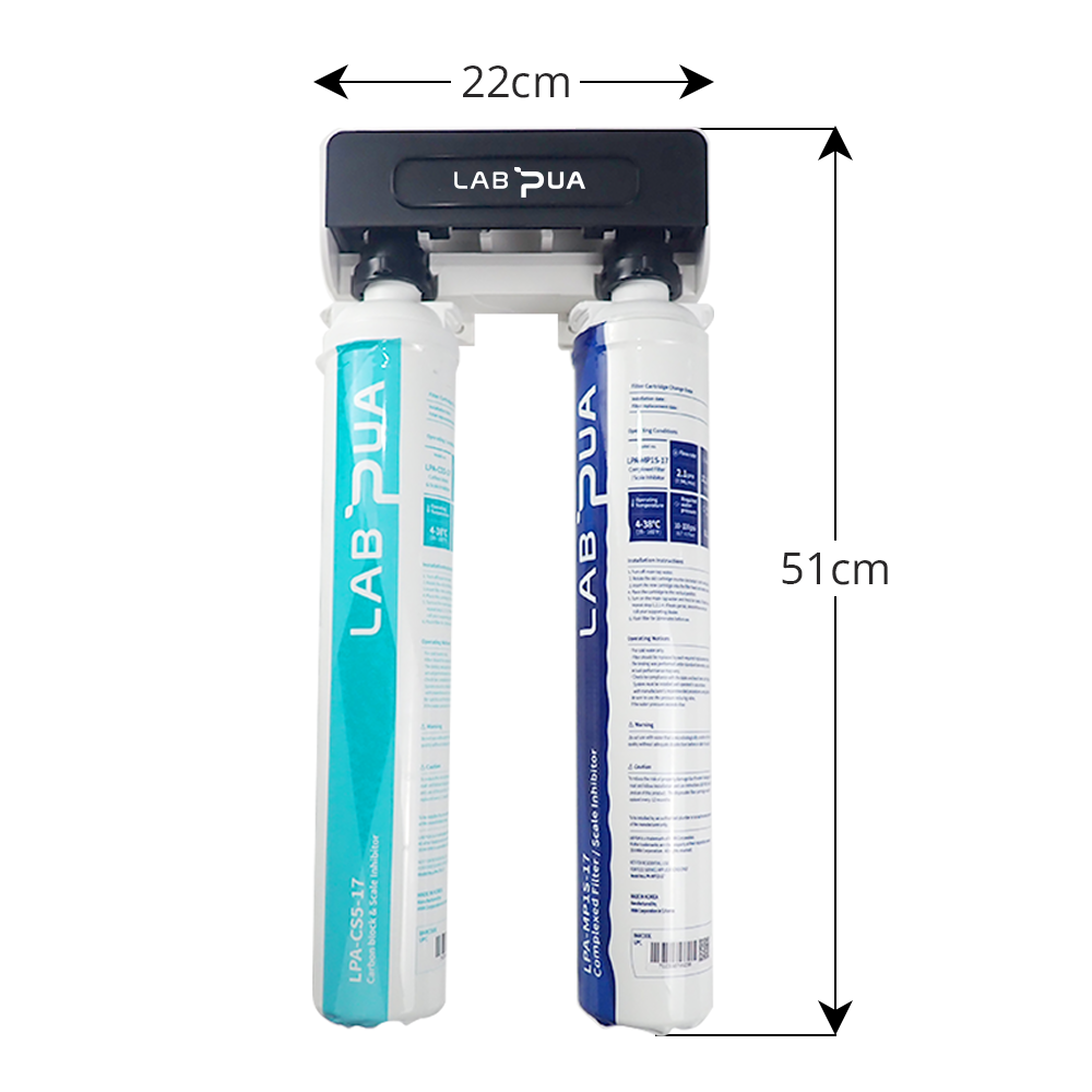 Lab Pua Twin Header series 5Micron Pure Carbon block with 0.1 Micron Ultra Fine & Scale Filter KIT