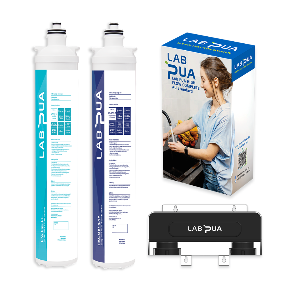 Lab Pua Twin Header series 5Micron Pure Carbon block with 0.1 Micron Ultra Fine & Scale Filter KIT