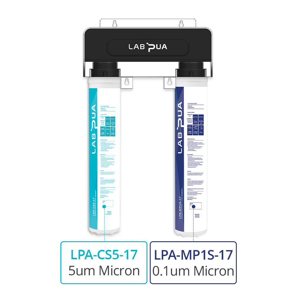 Lab Pua Twin Header series 5Micron Pure Carbon block with 0.1 Micron Ultra Fine & Scale Filter KIT