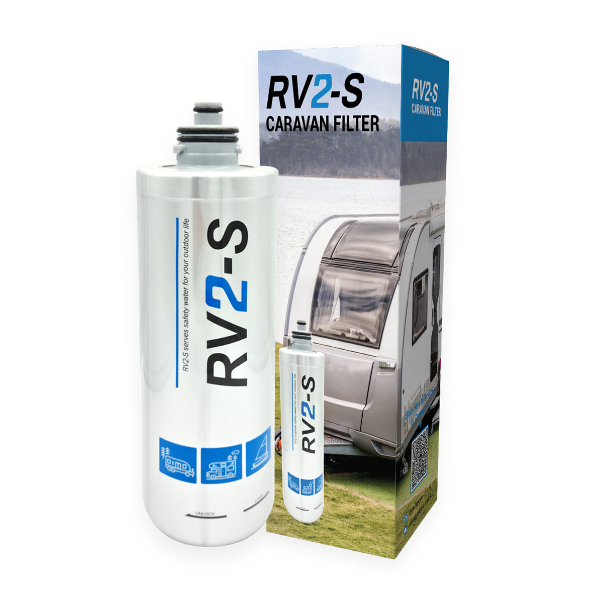 RV2-S CARAVAN FILTER 3/8" CONNECTION WITH FULL KIT Replace Everpure ADC