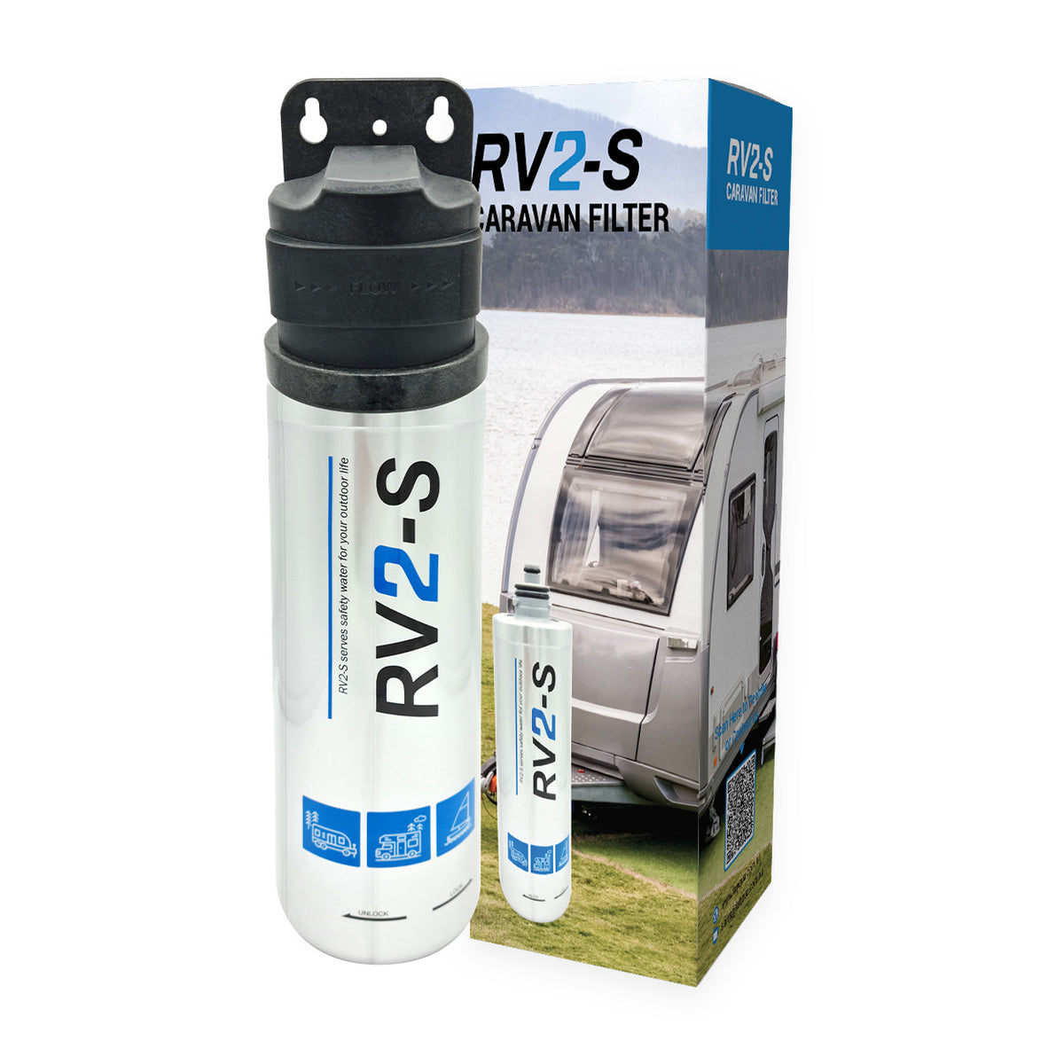 RV2-S CARAVAN FILTER 3/8" CONNECTION WITH FULL KIT Replace Everpure ADC