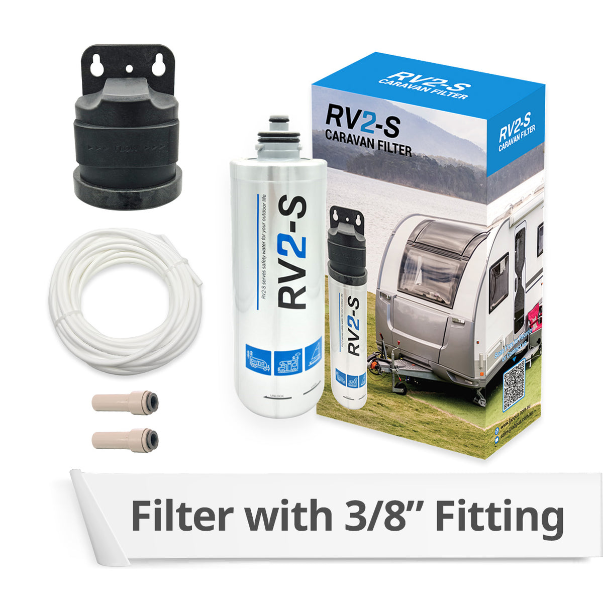 RV2-S CARAVAN FILTER 3/8" CONNECTION WITH FULL KIT Replace Everpure ADC
