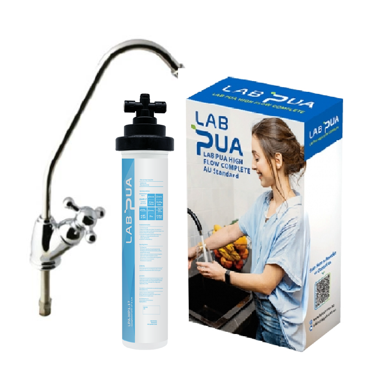 Lab Pua Residential Water Filter Kit With Faucet LPA-MP1-17 17"
