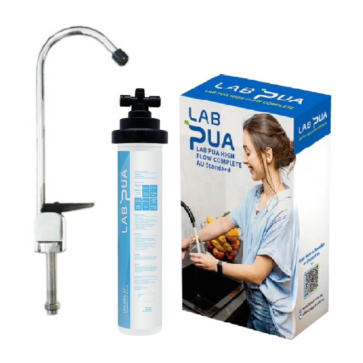 Lab Pua Residential Water Filter Kit With Faucet LPA-MP1-17 17"