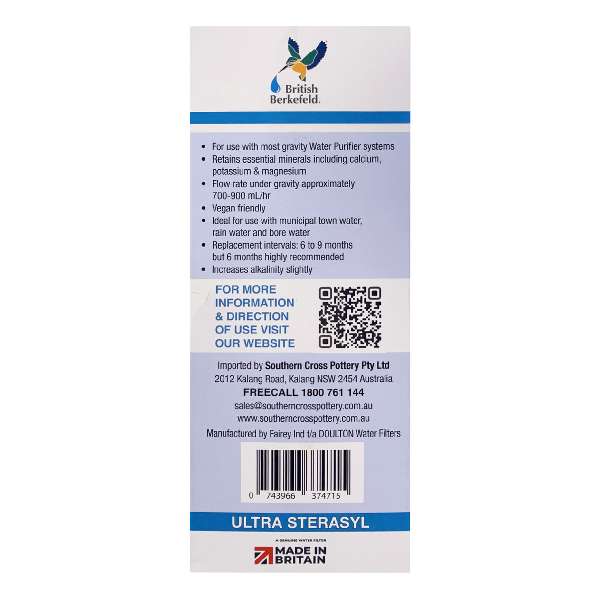 Doulton Ultra Sterasyl Water Filter Cartridge Candle Remove 99.38% PFAS