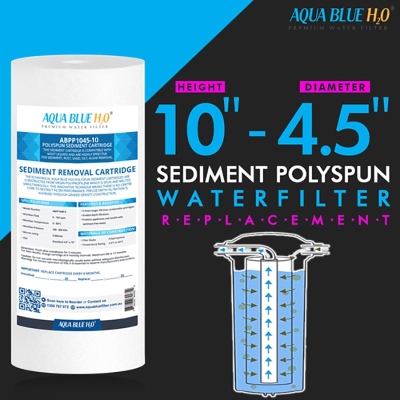 Aqua Blue H2O 10×4.5 Polyspun polyproylene sediment cartridge 20Mic water filter ABPP 1045 20M