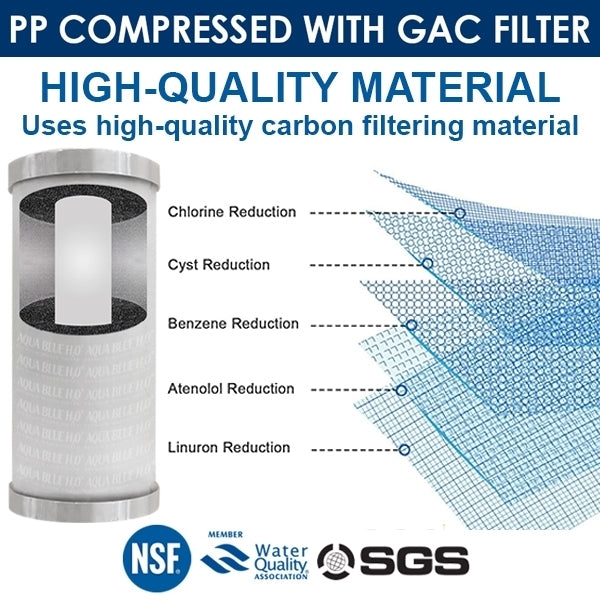 Whole House 20” x 4.5" Dual Stage PP Sediment Compressed with GAC Filter ABDUAL 2045 5M