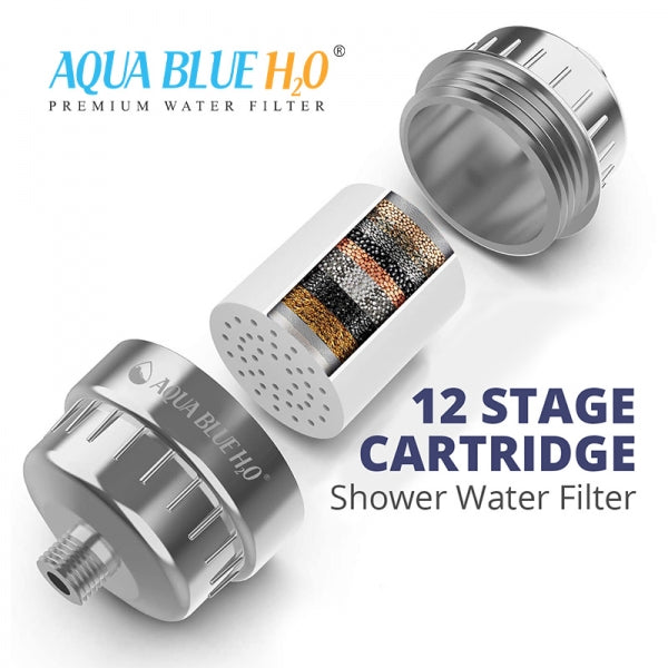 Aqua Blue h20 Shower Water Filter & Rose Complete Package SF650ARM-A
