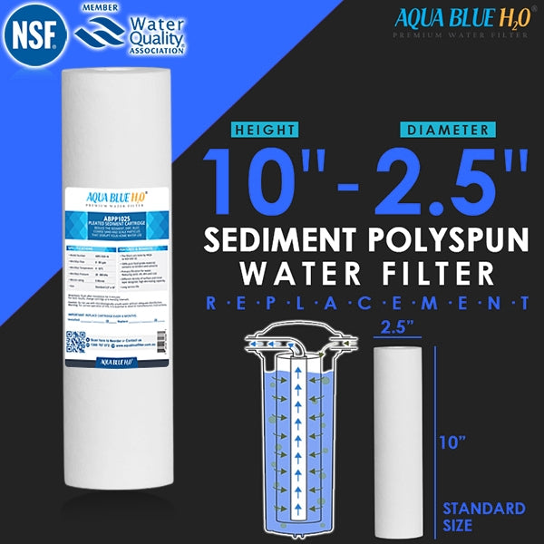 Aqua Blue H2O 10 Melt Blown Sediment Water Filter Cartridge 20 Mic Cyst Reduction, ABPP1025 20M