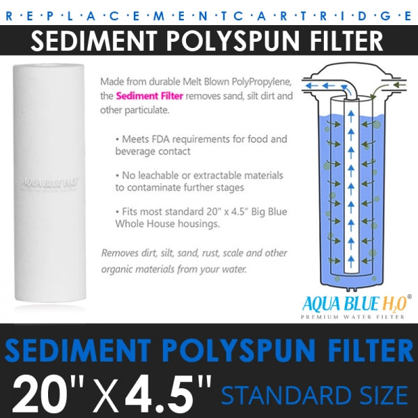 Aqua Blue H2O 20 x 4.5" Big Blue PP Sediment Filter Cartridge, ABPP2045 10M