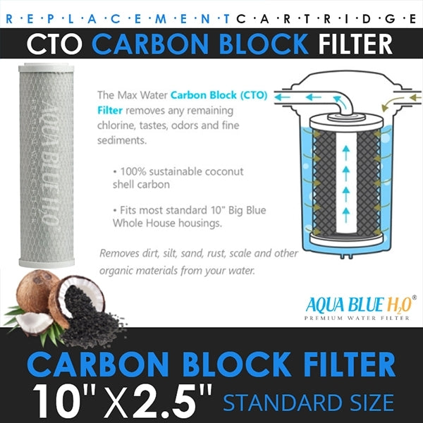 S/S BRAKET SINGLE UNDERSINK SYSTEM BLUE 1025 3/4” WITH 1/2” ADAPTOR WITH CTO FILTER