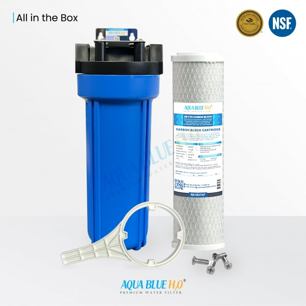 S/S BRAKET SINGLE UNDERSINK SYSTEM BLUE 1025 3/4” WITH 1/2” ADAPTOR WITH CTO FILTER