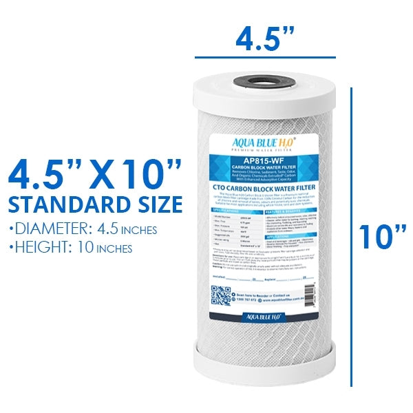 Whole House Water Filter System Carbon Block 10"x4.5" 20 mic Replacement Filter, ABCTO1045 20M
