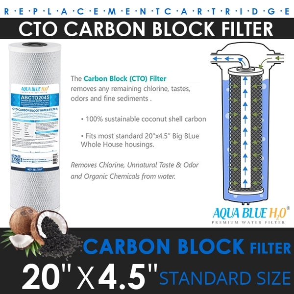 Big Blue 20x4.5" Whole House CTO Carbon Block 10Mic ABCTO 2045 10M