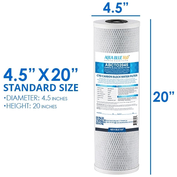 Big Blue 20x4.5" Whole House CTO Carbon Block 10Mic ABCTO 2045 10M