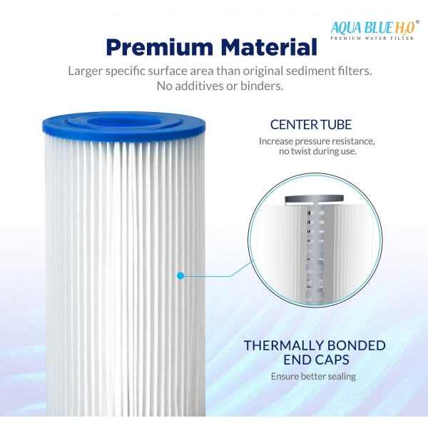 10 x 4.5″ Whole House Big Blue Pleated Sediment 20 Micron Water Filter Replacement Cartridge ABPL 1045 20M
