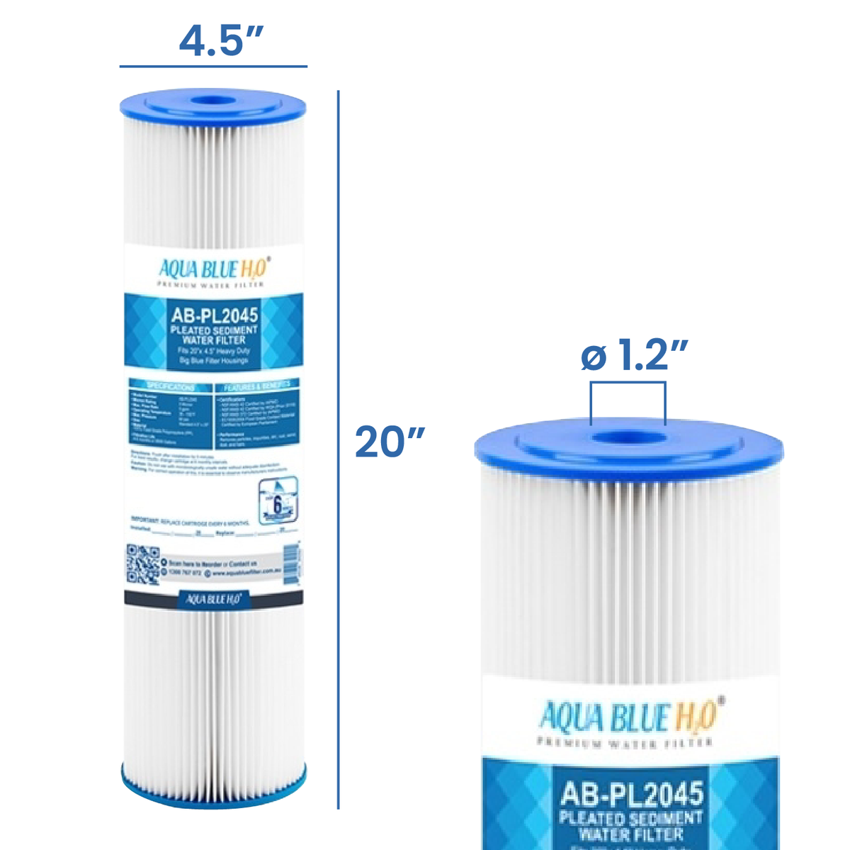 10" Pleated Sediment Cartridge 5 Micron Water Filter, ABPL1025 5M