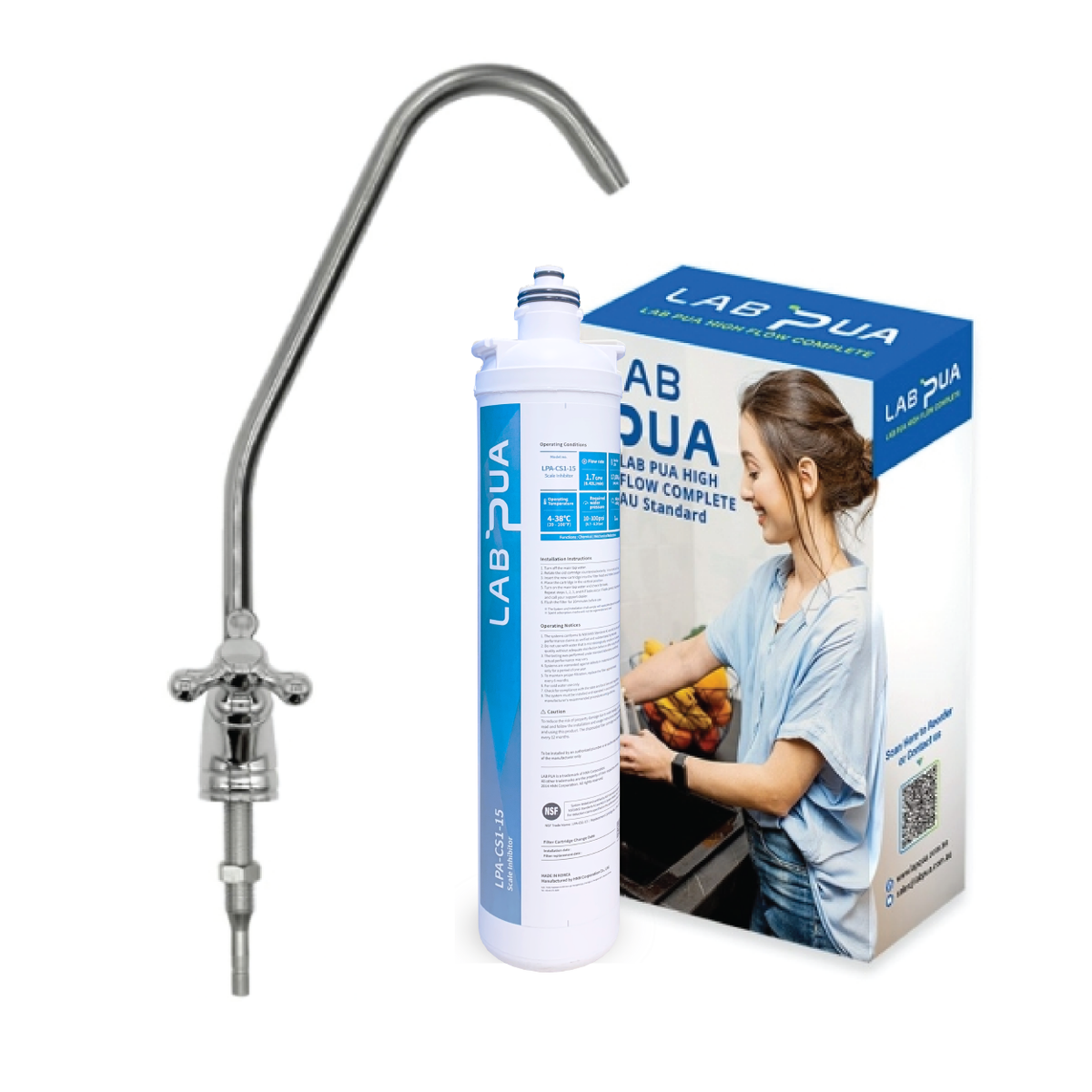 Lab Pua Water Filter Kit With Faucet LPA-CS1-15 15"