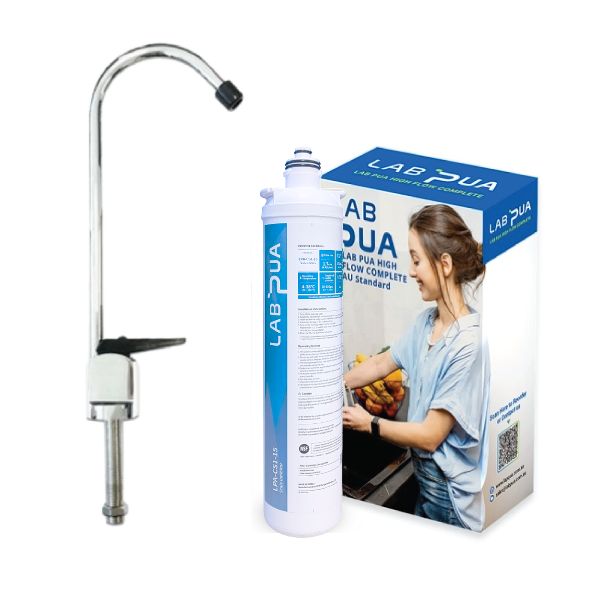 Lab Pua Water Filter Kit With Faucet LPA-CS1-15 15"