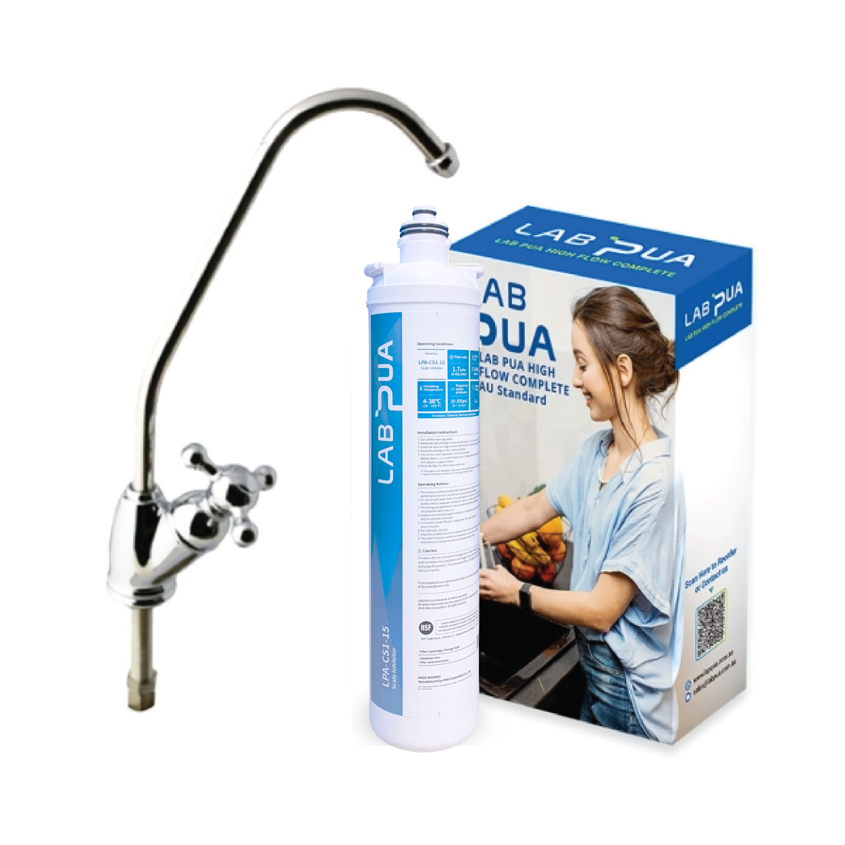 Lab Pua Water Filter Kit With Faucet LPA-CS1-15 15"