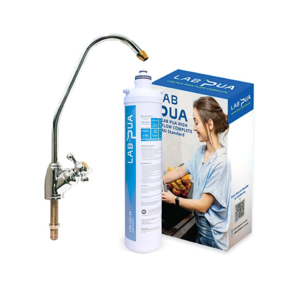 Lab Pua Water Filter Kit With Faucet LPA-CS1-15 15"