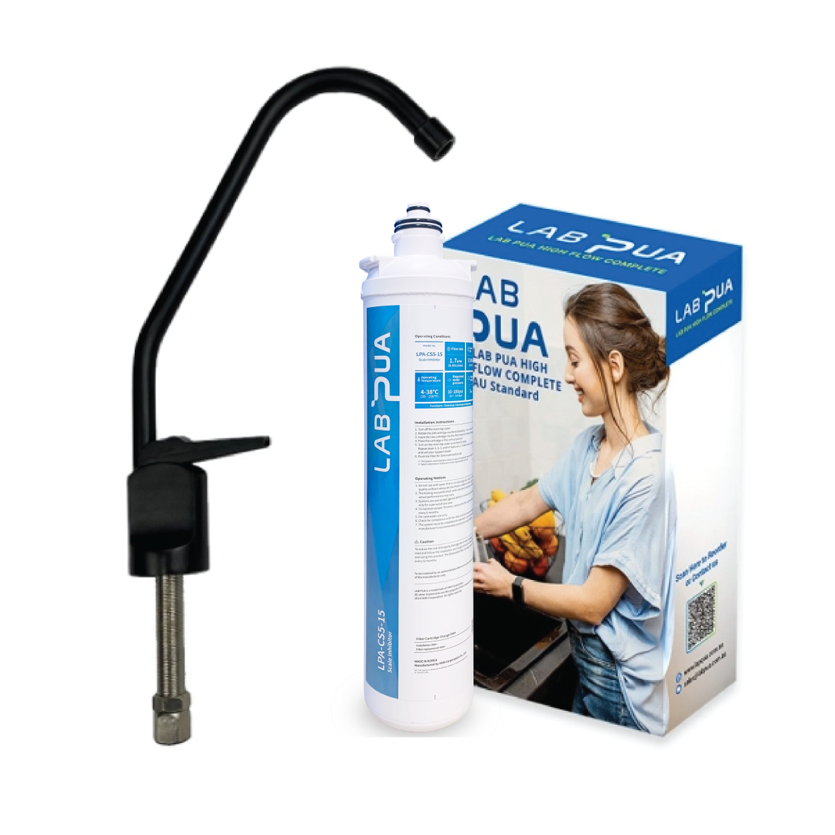 Lab Pua Water Filter Kit With Faucet LPA-CS5-15 15"