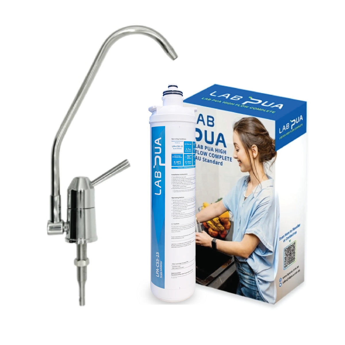 Lab Pua Water Filter Kit With Faucet LPA-CS5-15 15"