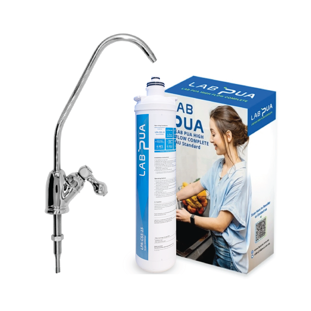 Lab Pua Water Filter Kit With Faucet LPA-CS5-15 15"