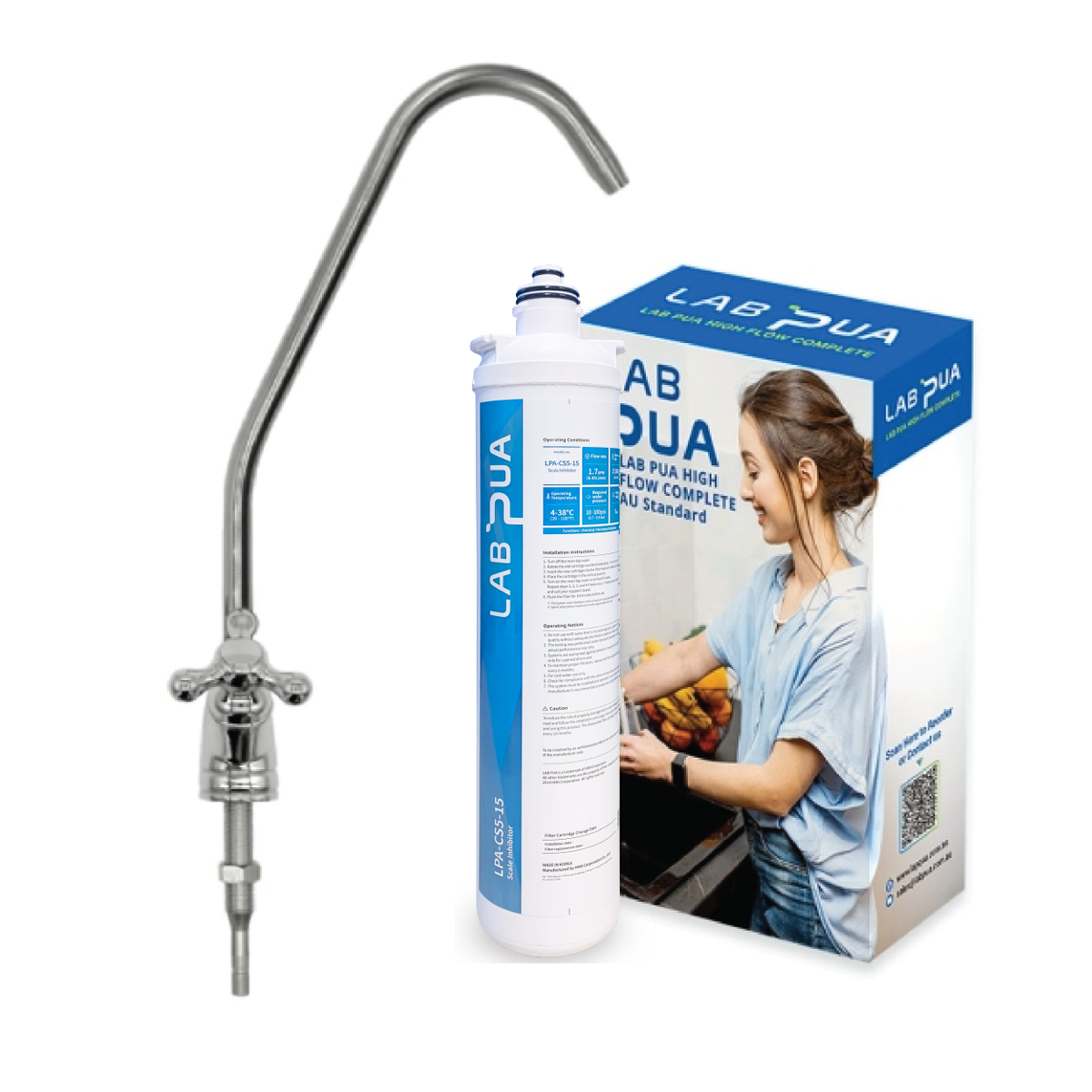 Lab Pua Water Filter Kit With Faucet LPA-CS5-15 15"