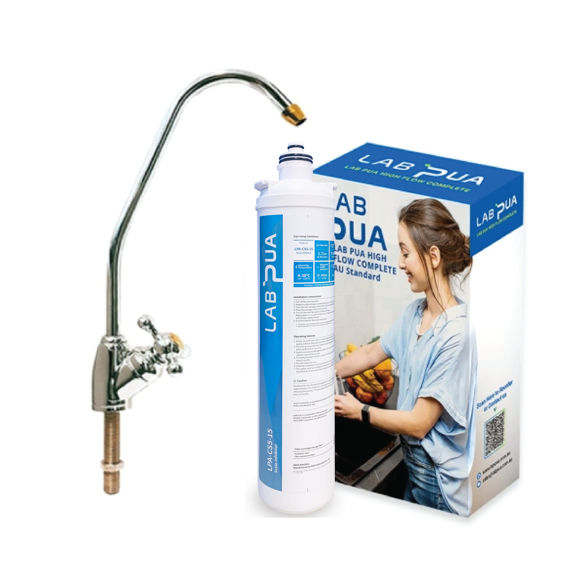 Lab Pua Water Filter Kit With Faucet LPA-CS5-15 15"